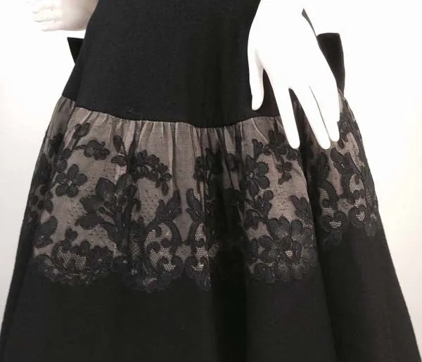 1950s Mr. Blackwell Black Wool Dress