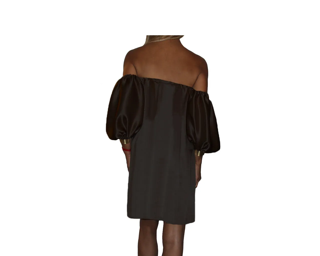 9.2 Jet Black Italian Silk Off the shoulder dress - The Milano
