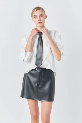 A-Line Faux Leather Mini Skirt