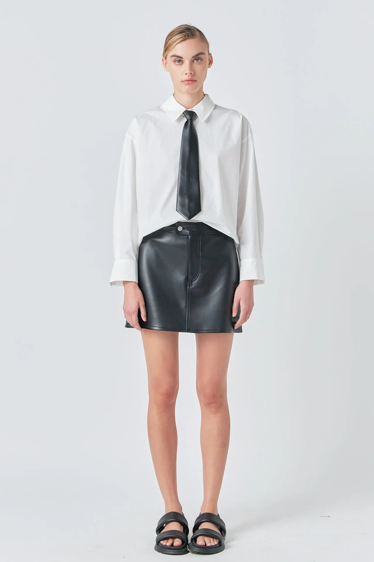 A-Line Faux Leather Mini Skirt