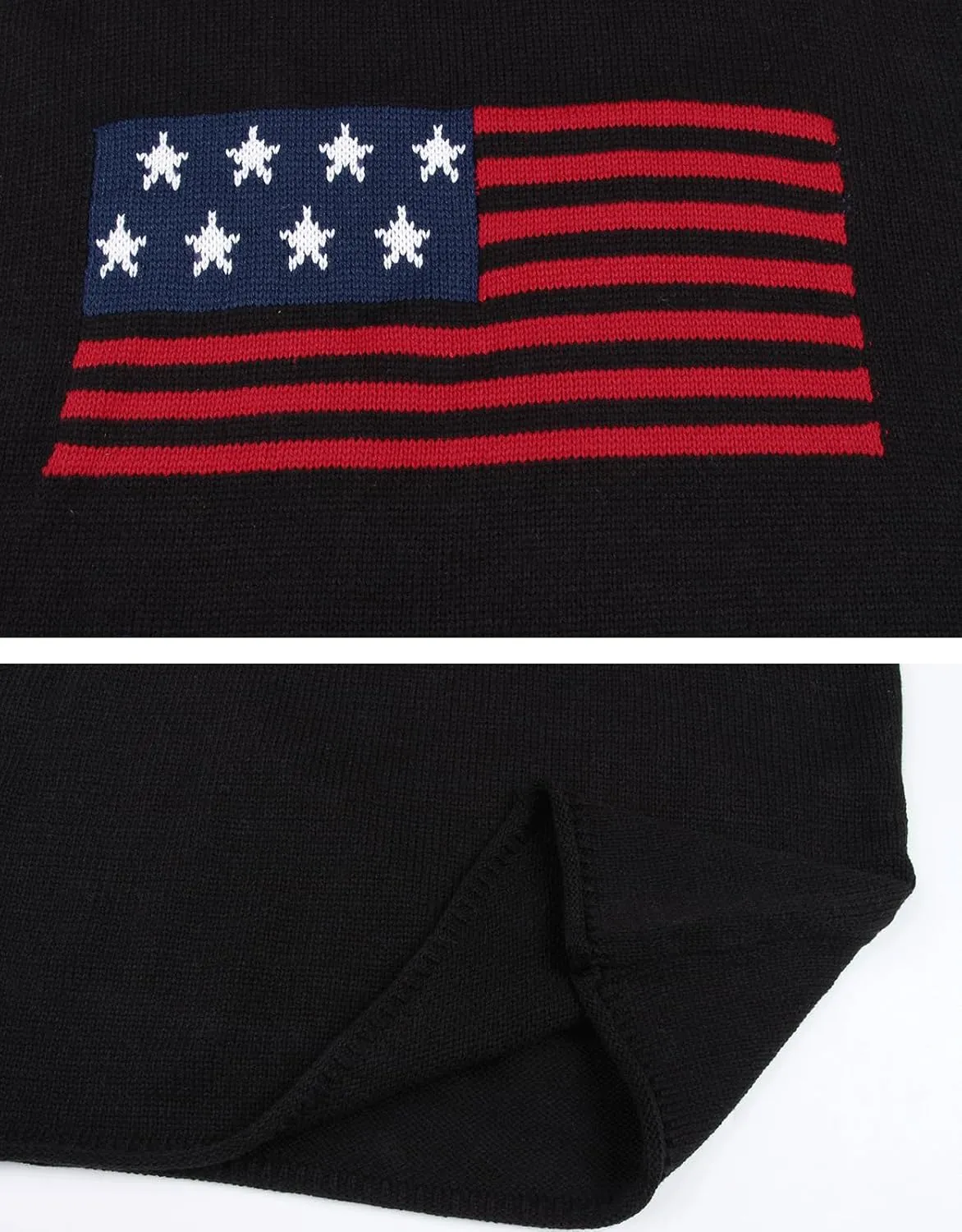 Alsol Lamesa Womens American Flag Cap Sleeve Sweater Vest Knit Lightweight Crew Neck Tank Top