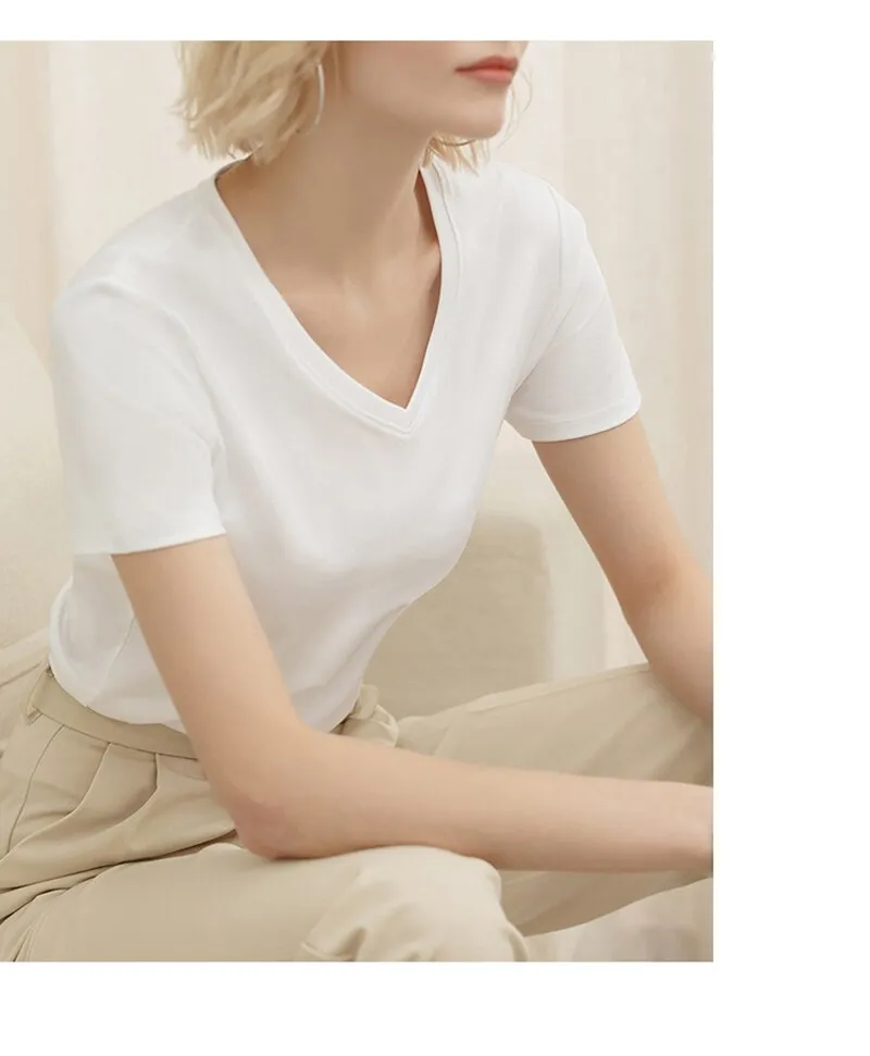 Amy Fashion - 95% Cotton Simple T-shirt