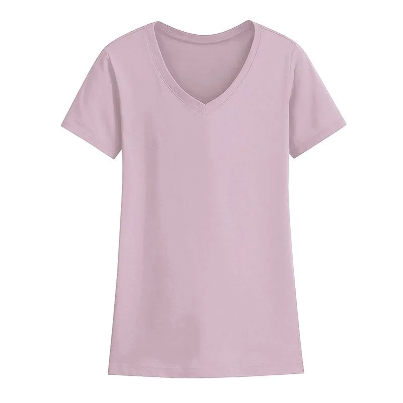 Amy Fashion - 95% Cotton Simple T-shirt