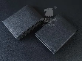 Aquila navy goat skin bifold wallet
