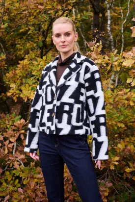 Benitta Letter Short Jacket in Black/Whitecap