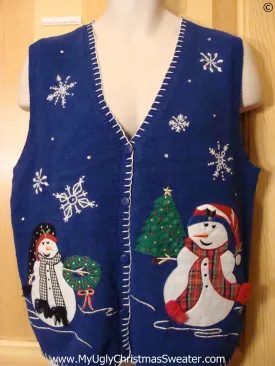 Blue Huge Festive Snowman Best Christmas Sweater