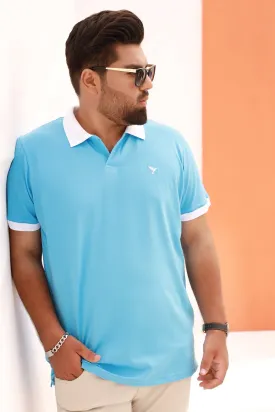 Bonnie Blue Contrast Embroidered Polo Shirt (Plus Size) - A23 - MP0201P
