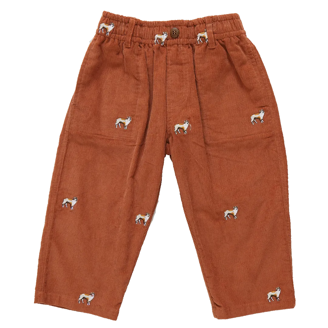 Boys Corduroy Jackson Pant - Dog Embroidery