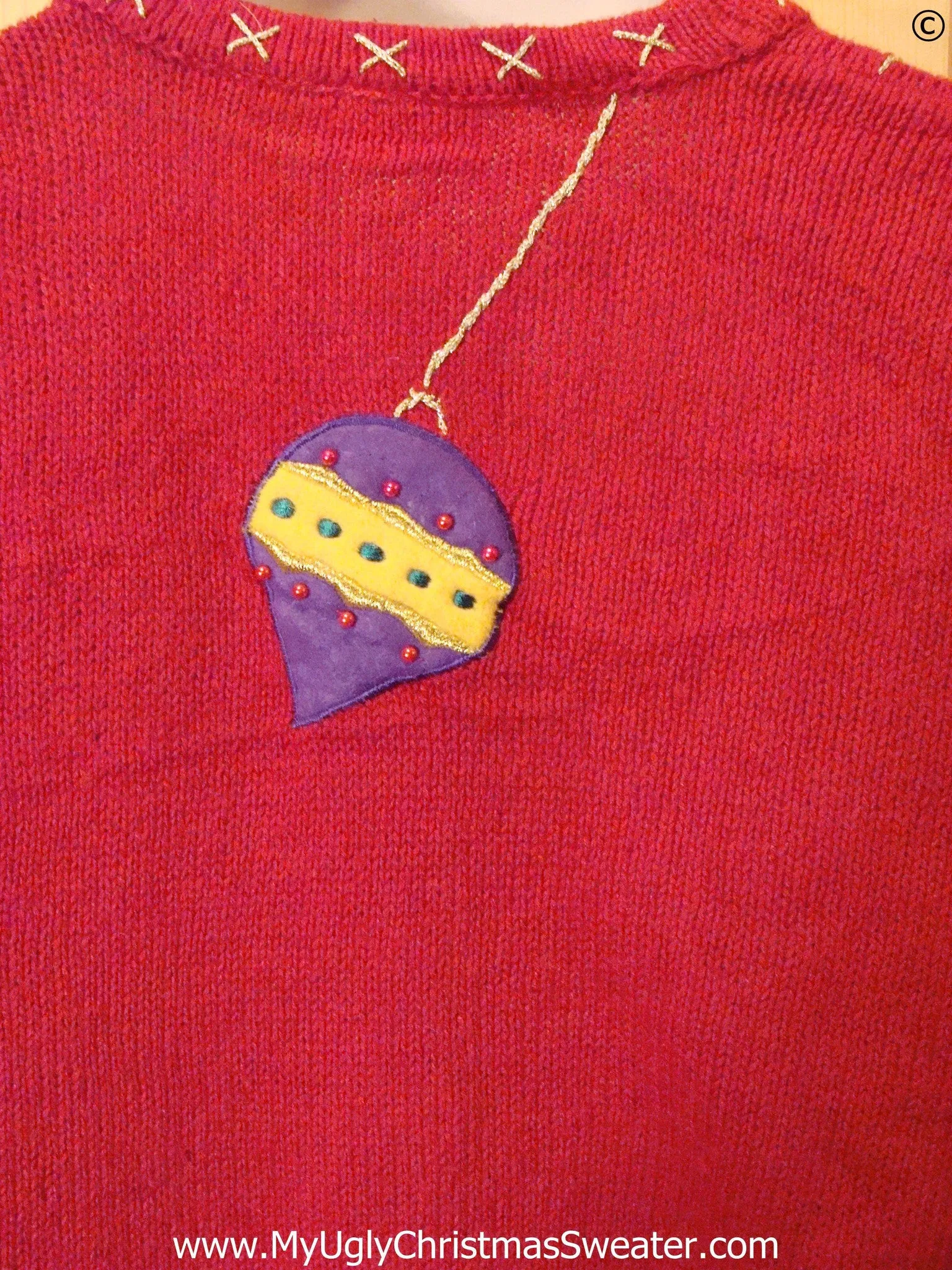Cat and Ornament Cheap Christmas Sweater Vest