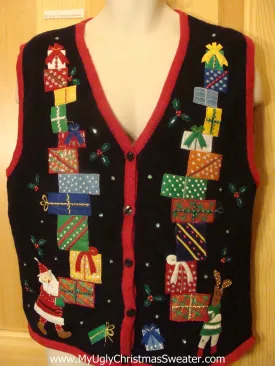 Christmas Sweater Vest Santa Reindeer Tumbling Gifts