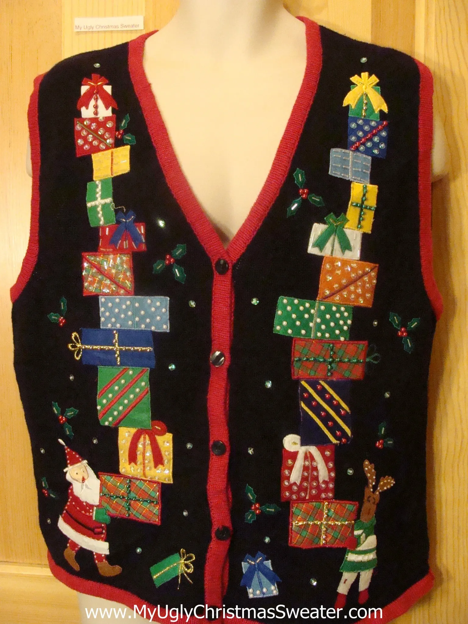 Christmas Sweater Vest Santa Reindeer Tumbling Gifts