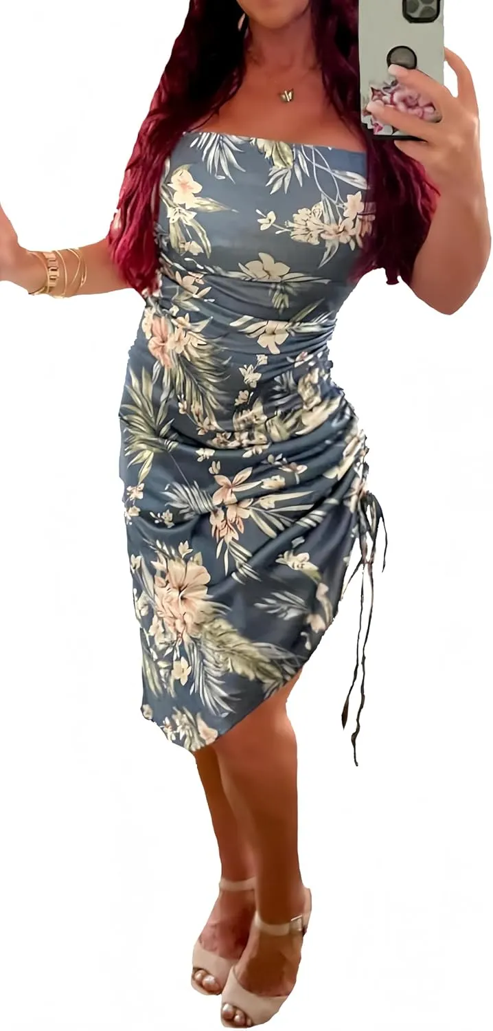 Club Dress Sexy Dress for Women Wedding Party Birthday Cocktail Spaghetti Strap Satin Side Ruched Midi Mini Dress