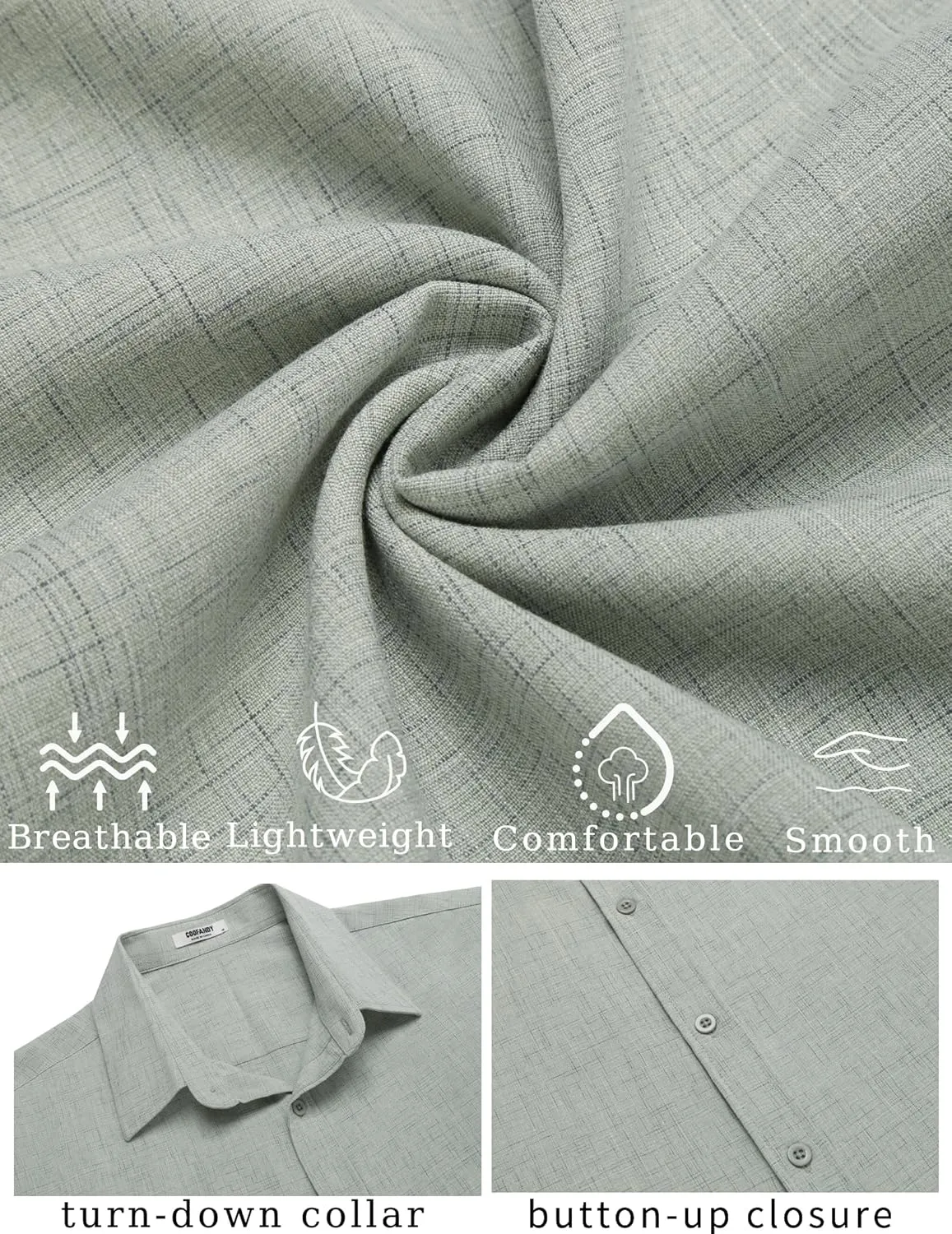 COOFANDY Mens Linen Shirt Casual Short Sleeve Button Down Shirt Summer Beach Vacation Wedding Wear