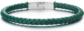 COOLSTEELANDBEYOND Unisex Mens Women Thin Braided Leather Bracelet Leather Bangle Wristband, Steel Magnetic Clasp