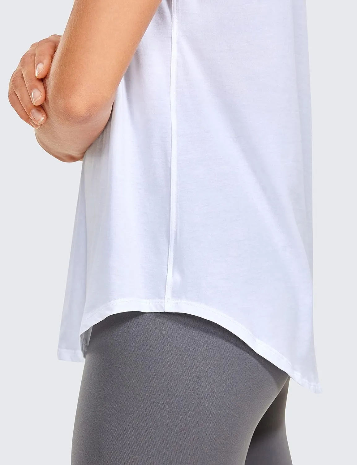 CRZ YOGA Pima Cotton Womens Short Sleeve Shirt Loose Casual Yoga T-Shirt Athletic Workout Tops