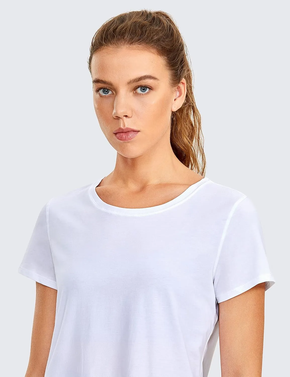 CRZ YOGA Pima Cotton Womens Short Sleeve Shirt Loose Casual Yoga T-Shirt Athletic Workout Tops