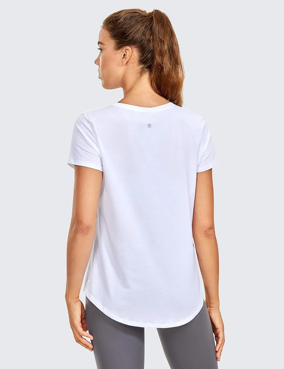 CRZ YOGA Pima Cotton Womens Short Sleeve Shirt Loose Casual Yoga T-Shirt Athletic Workout Tops