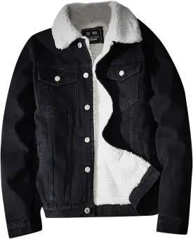 Denim Jacket For Men Sherpa Fleece Lined Warm Winter Trucker Jacket Lapel Thicken Coat Cowboy Jean Jacket Outerwear