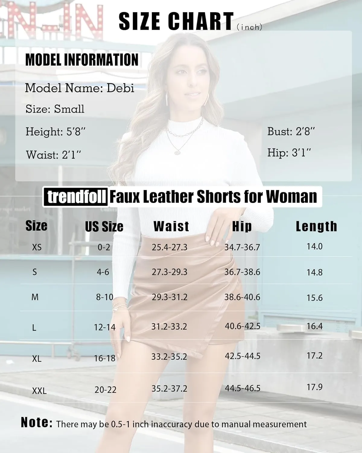 Faux Leather Skorts for Woman High Waisted PU Leather Shorts Elastic Waist Ruched Wrap Skorts Skirts