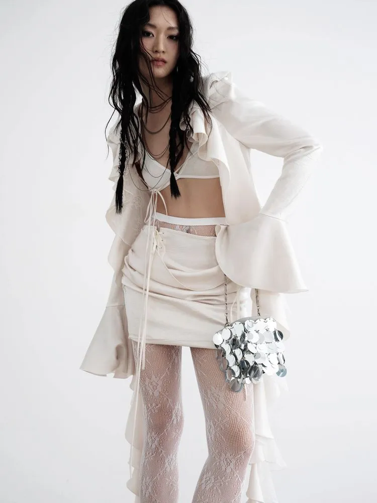 Frilly top and skirt suit【s0000008521】