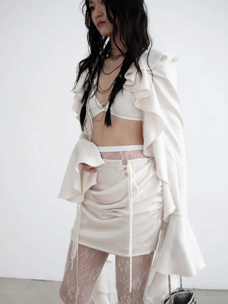 Frilly top and skirt suit【s0000008521】