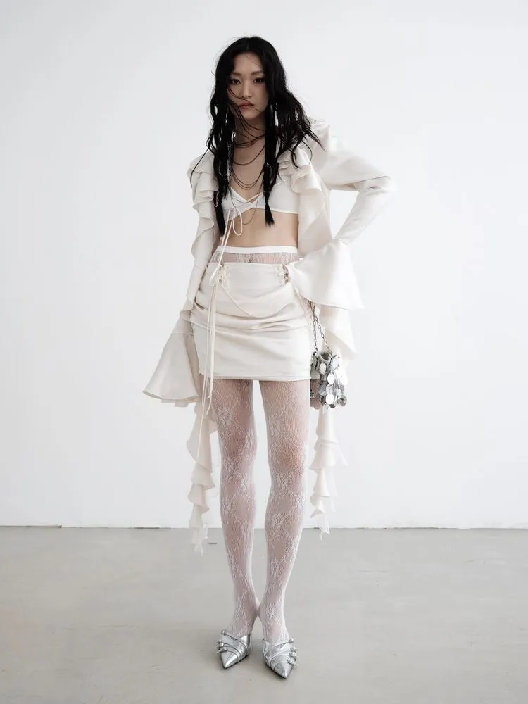 Frilly top and skirt suit【s0000008521】