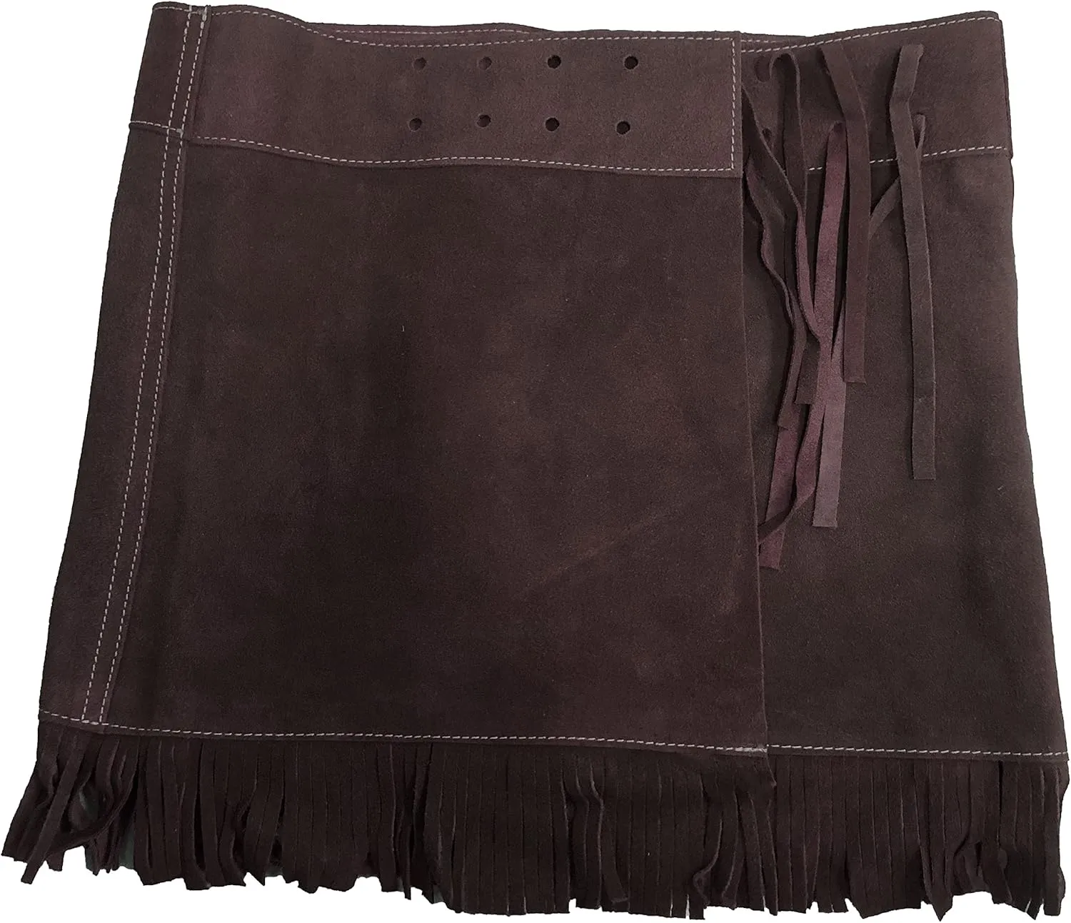 Girl's Western Suede Leather Vest & Skirt Set with Fringe