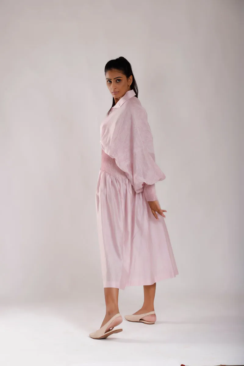 Hand Embroidered Blouson Sleeve Dress