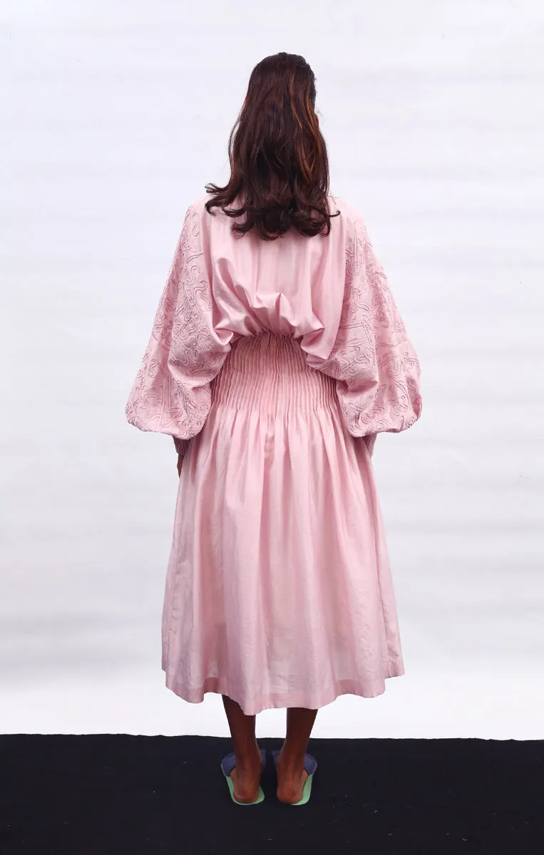Hand Embroidered Blouson Sleeve Dress