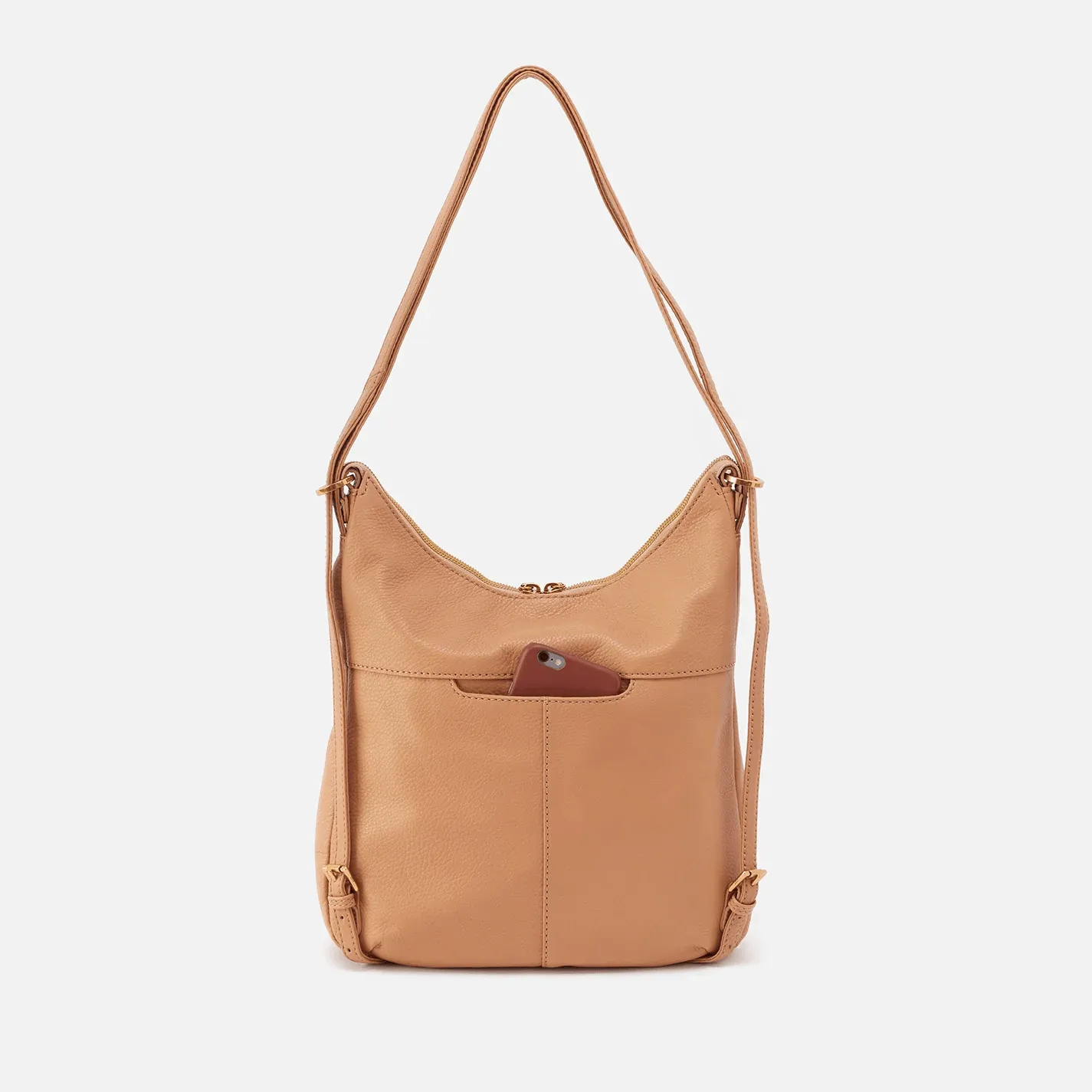 HOBO Merrin Leather Convertible Backpack In Sandstorm