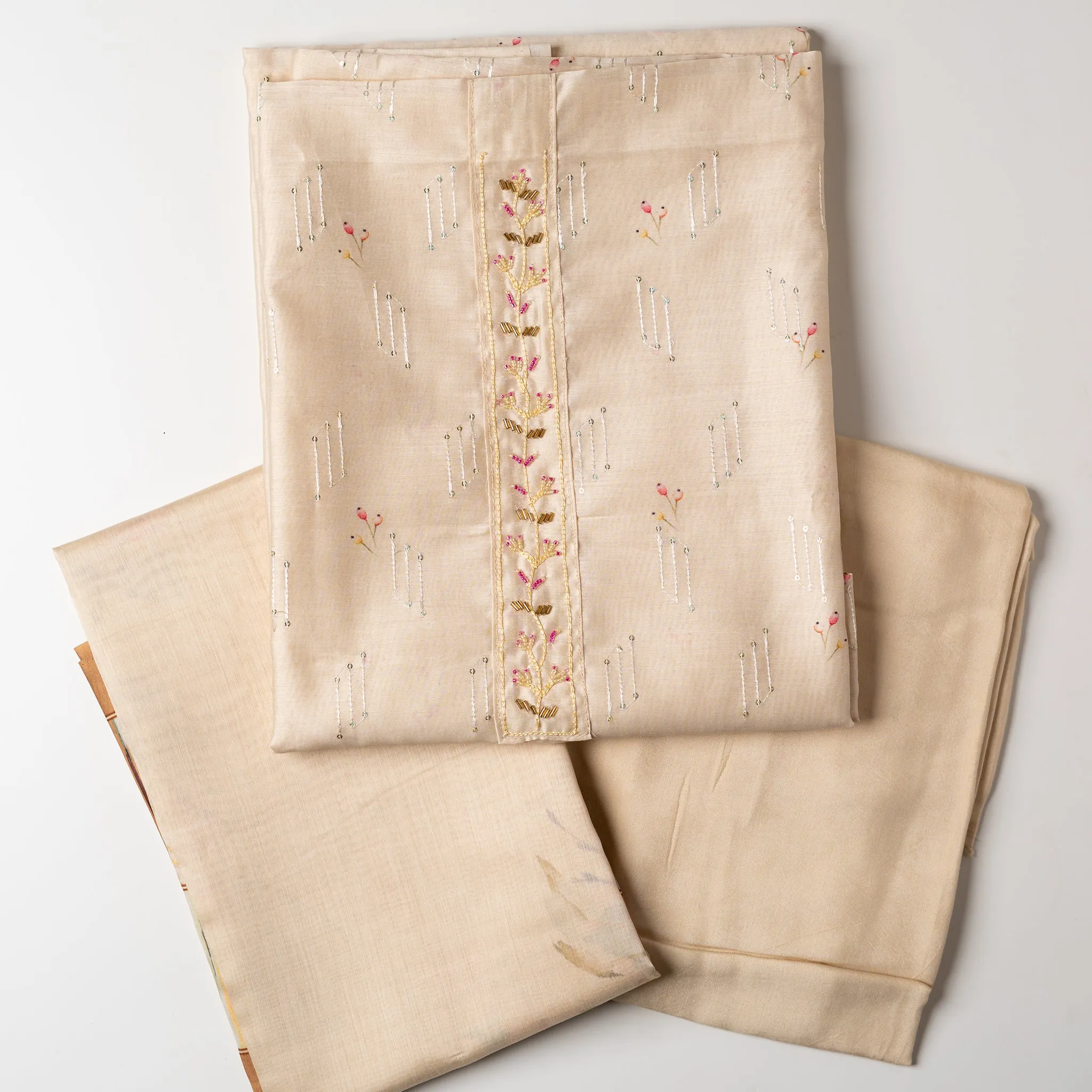 Ivory Silk Dress Material
