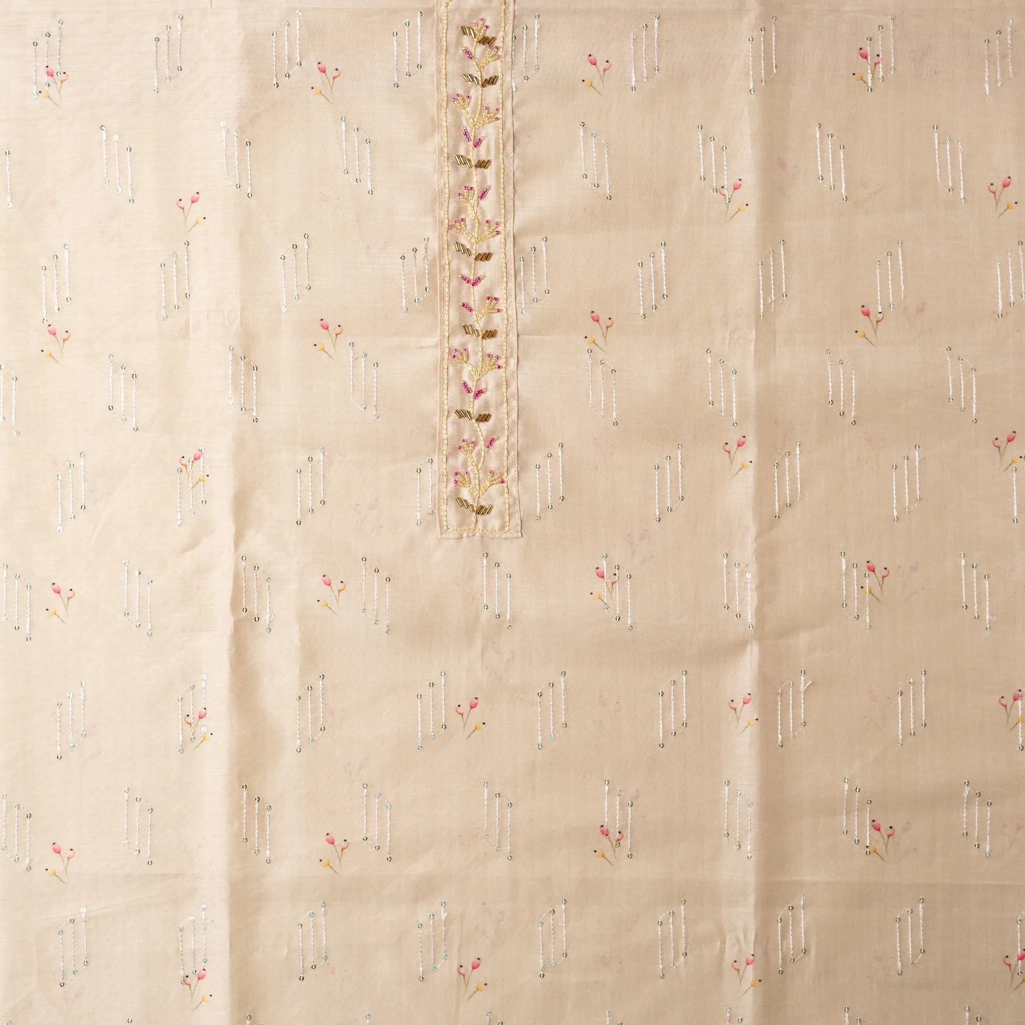 Ivory Silk Dress Material