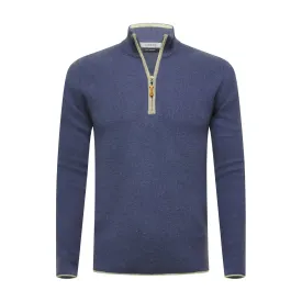 Jeans Grey Cashmere Zip Neck Sweater Verbier in pique stitch