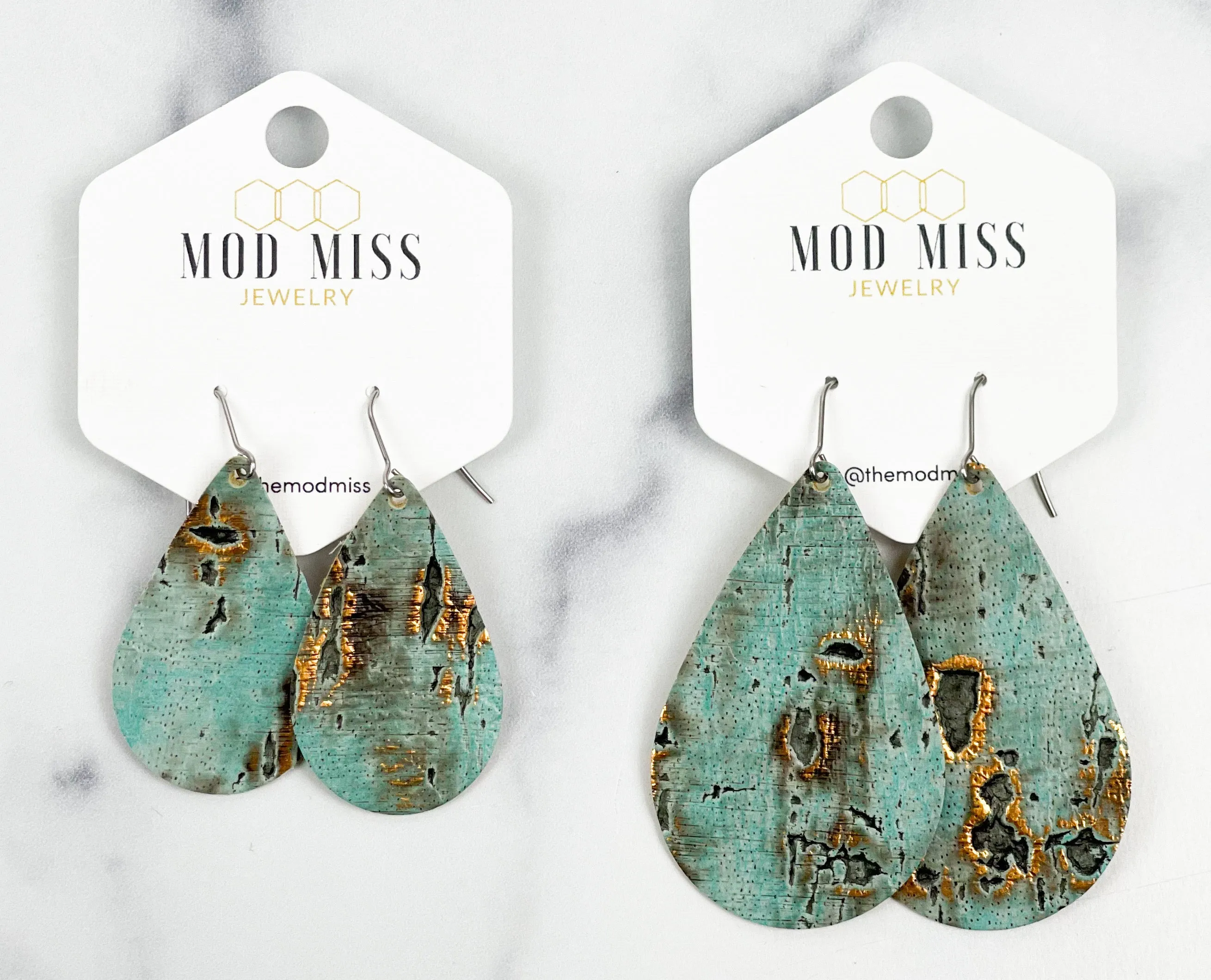 Leather Teardrop Earring "Wildwood Turquoise"