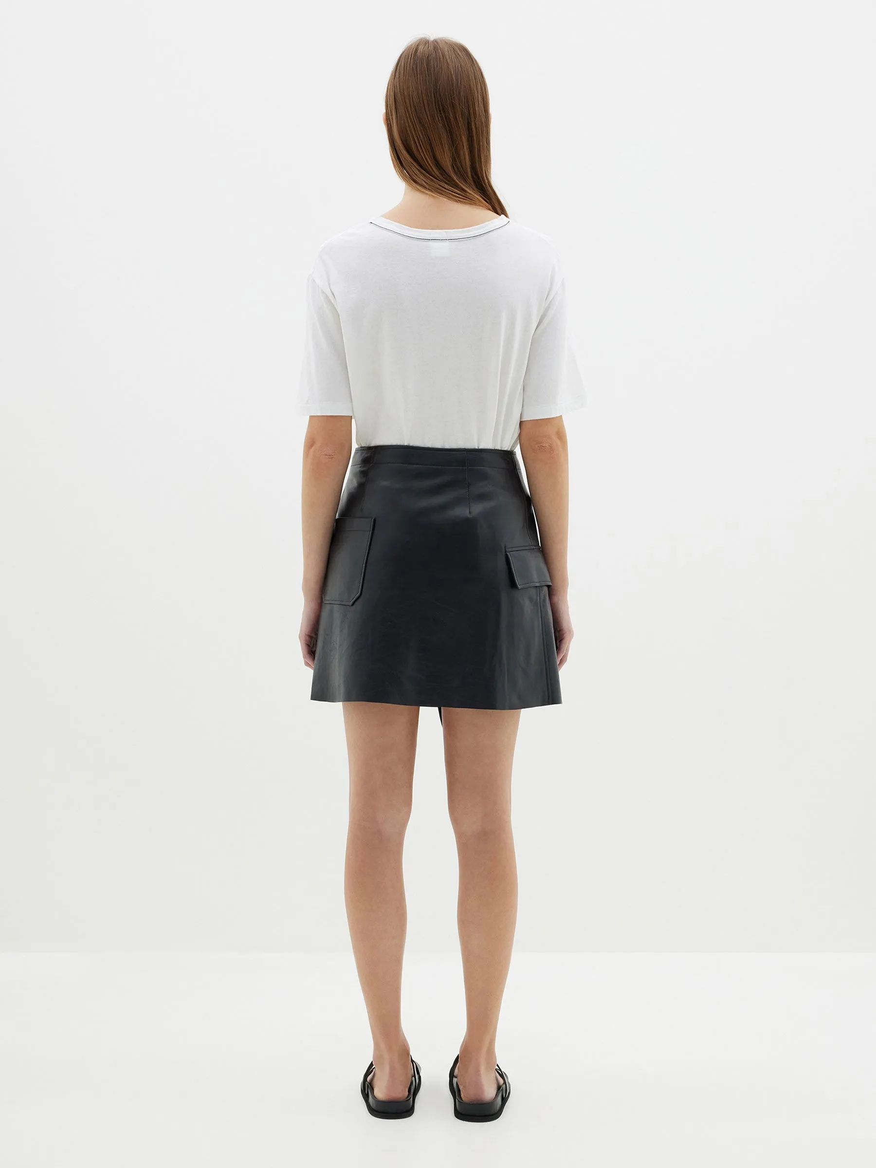 leather wrap mini skirt