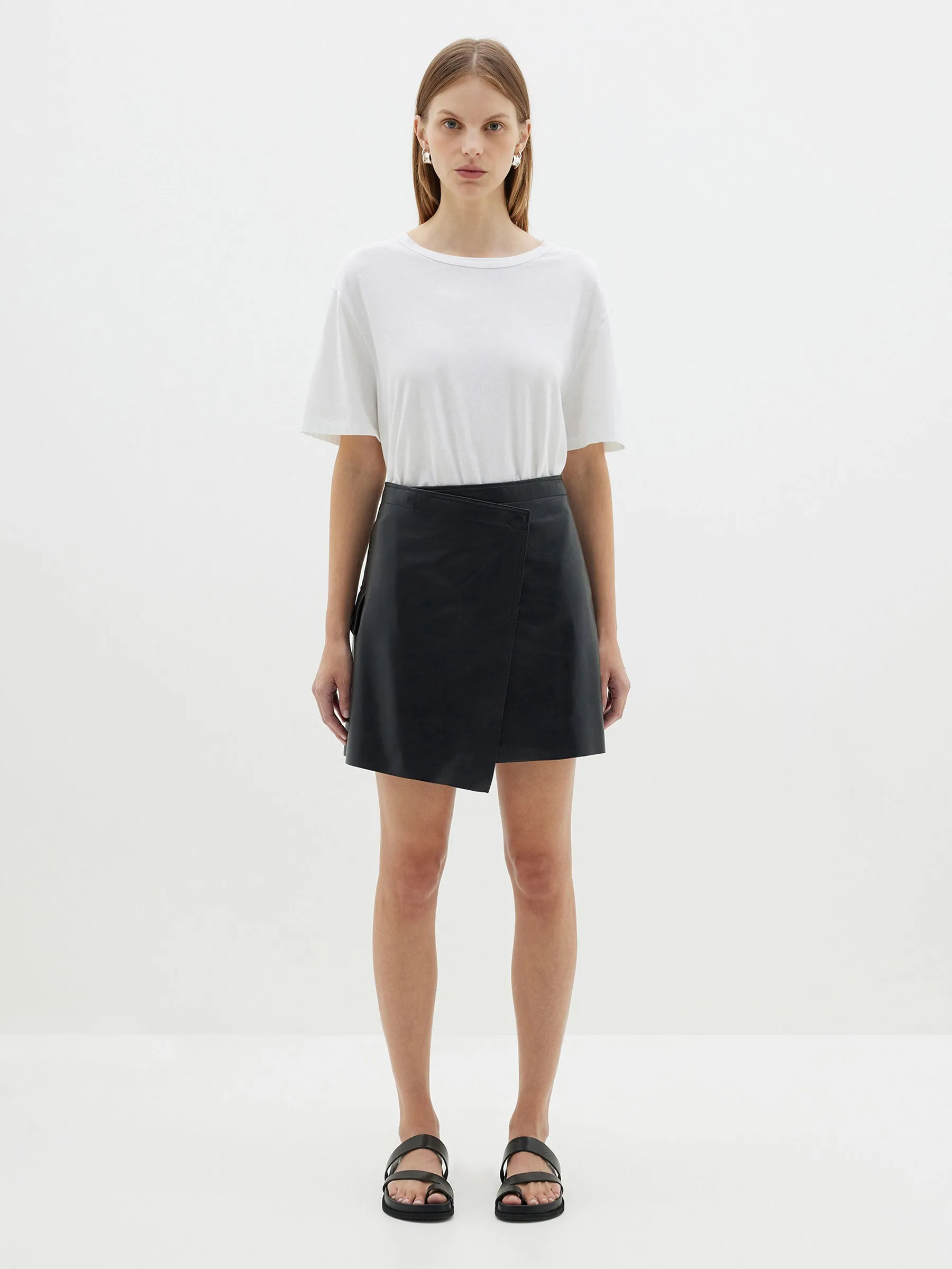 leather wrap mini skirt