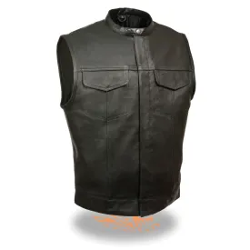 Men’s Black Snap Collar Concealed Snap Club Style Vest