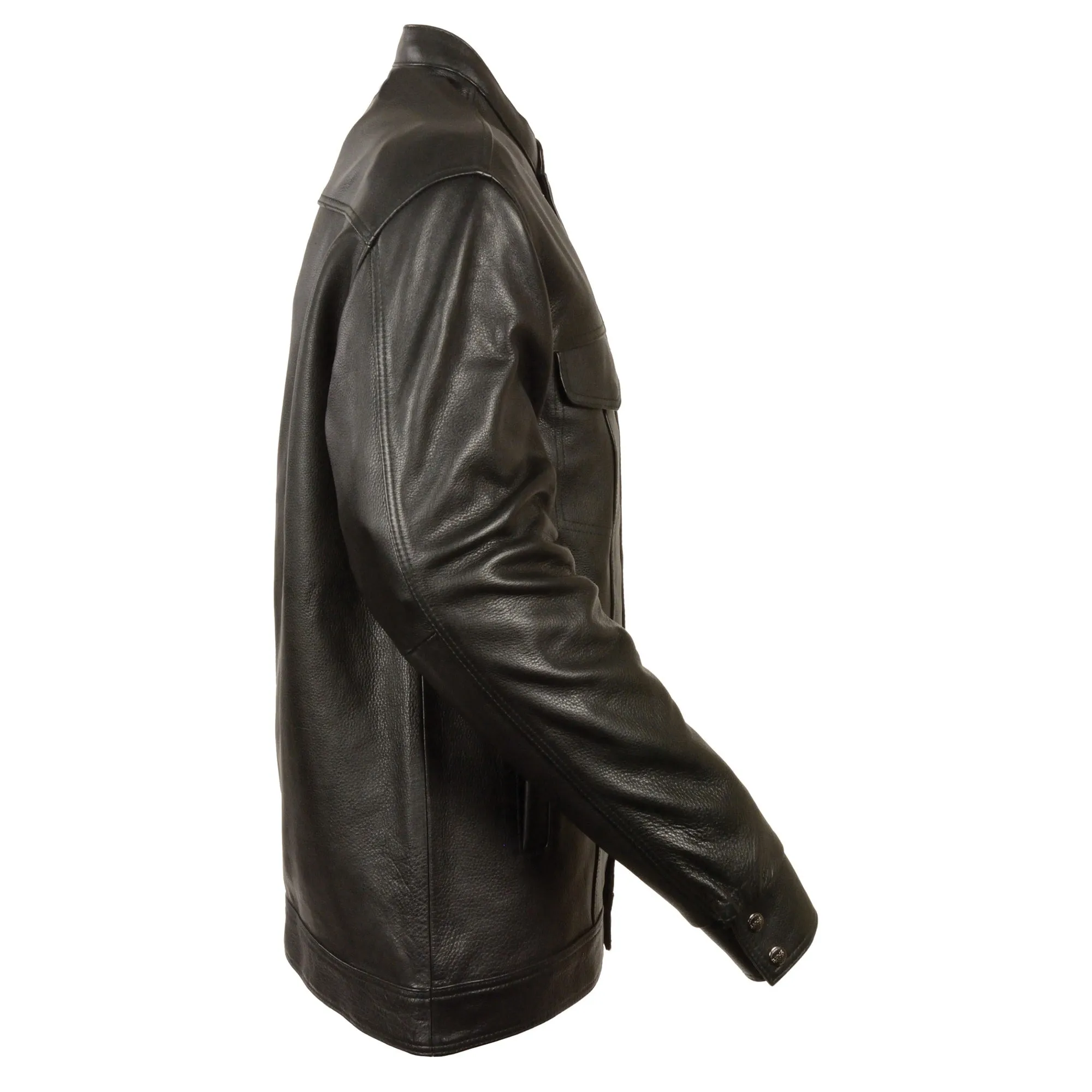 Men’s Club Style Cut Zipper/Snap Front Shirt Jacket