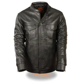Men’s Club Style Cut Zipper/Snap Front Shirt Jacket