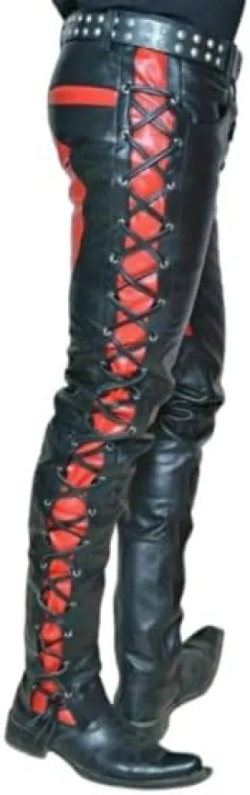 Men's Leather Motorcycle Pant Real Native American Hand Made Cowboy Style Cowhide Leather Pant