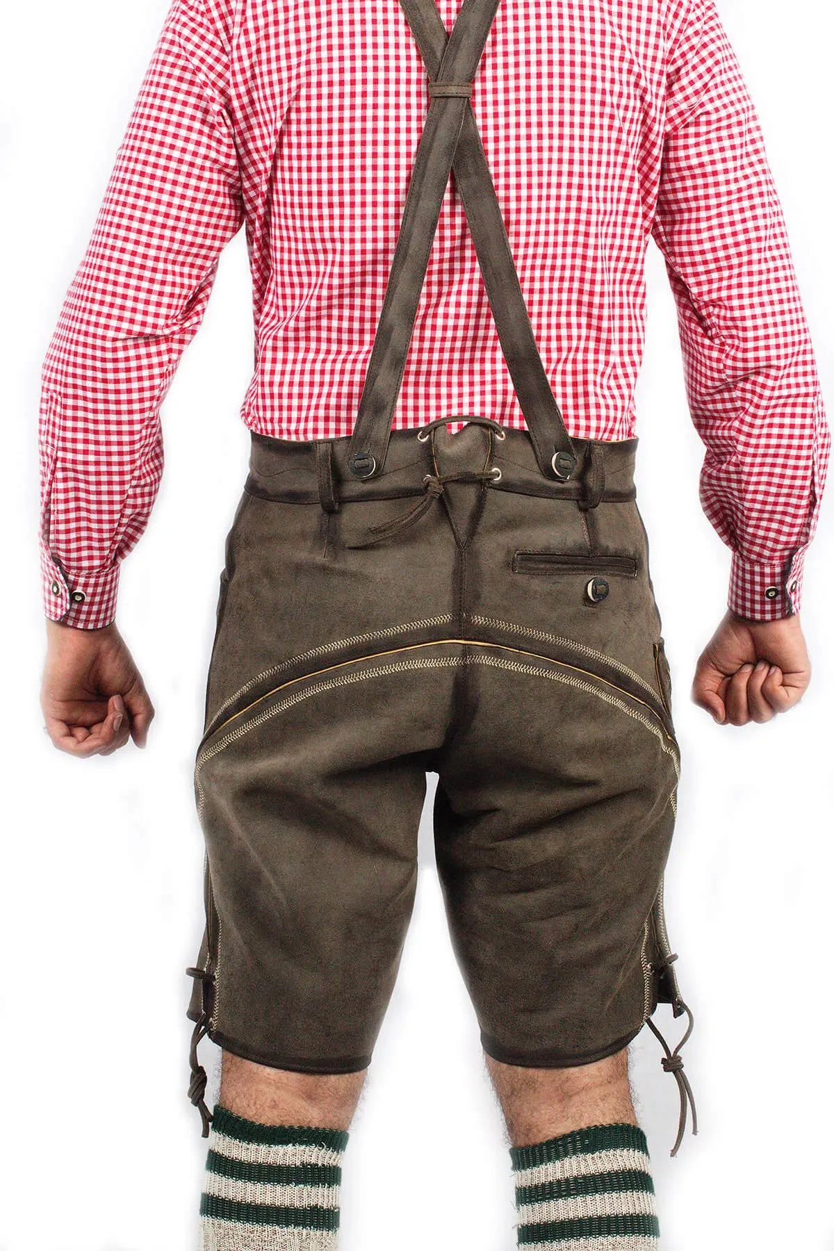 Mens Lederhosen Dark Gray Deer Motifs