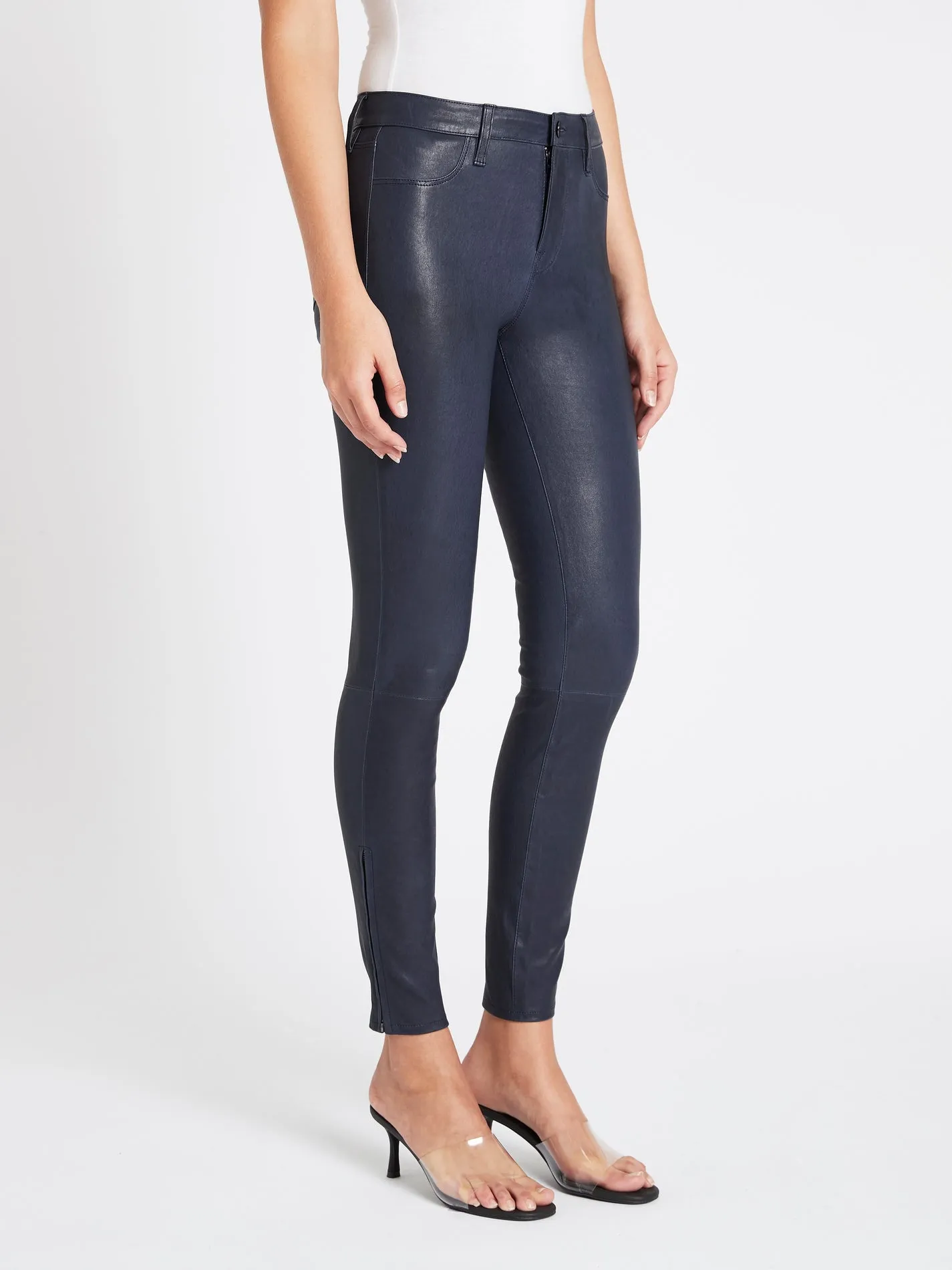 Mid Rise Skinny Leather Pant