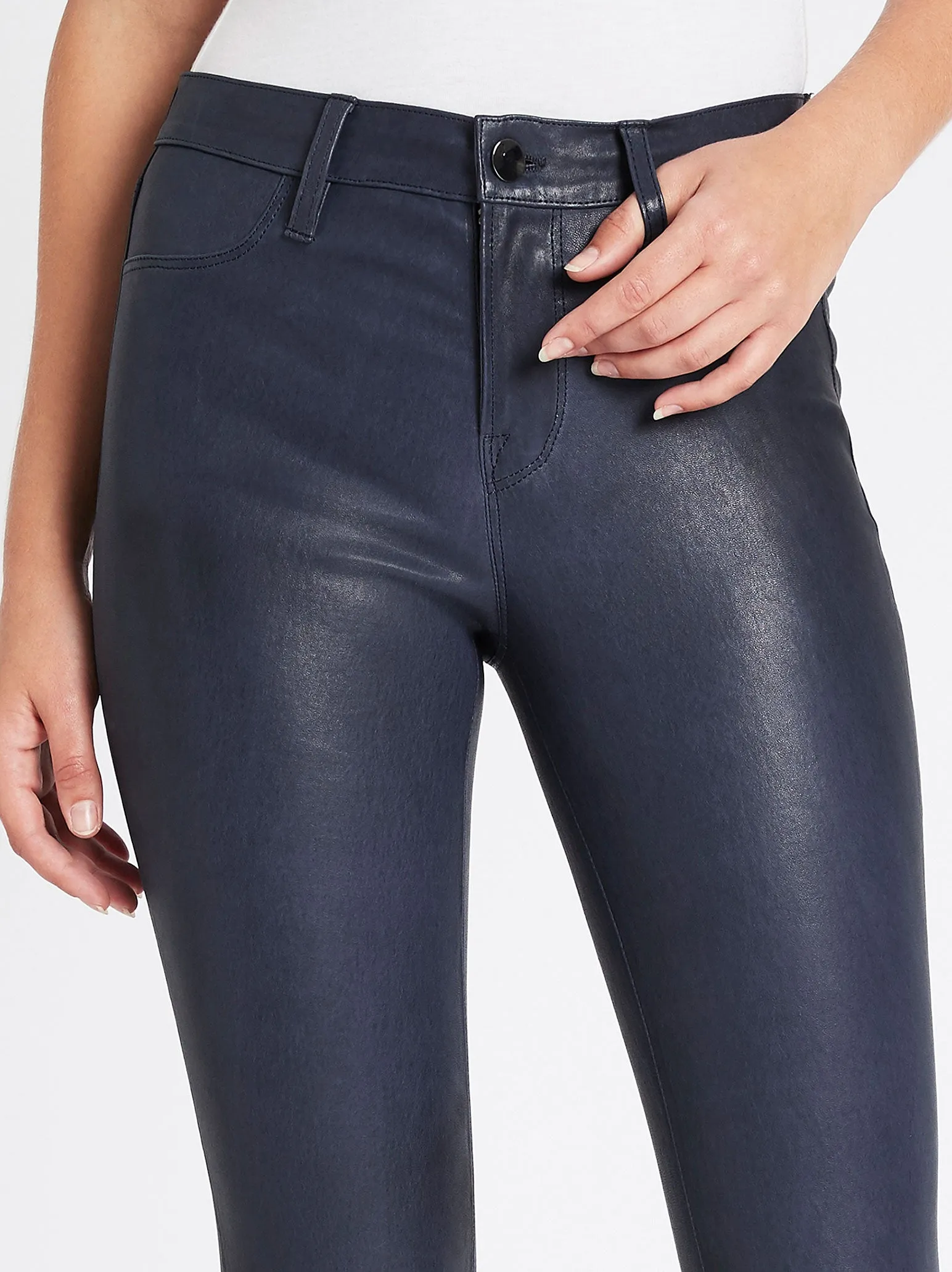 Mid Rise Skinny Leather Pant