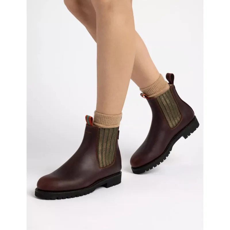Penelope Chilvers Oscar Shearling Lined Ladies Leather Boots - Conker/Khaki