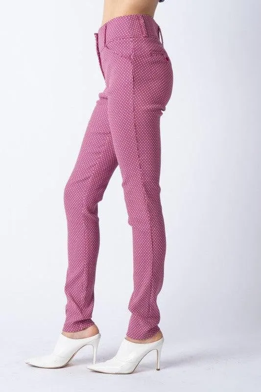 Pink Jacquard Skinny Pants