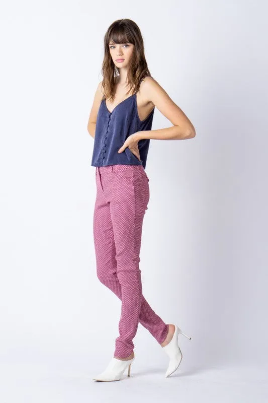 Pink Jacquard Skinny Pants