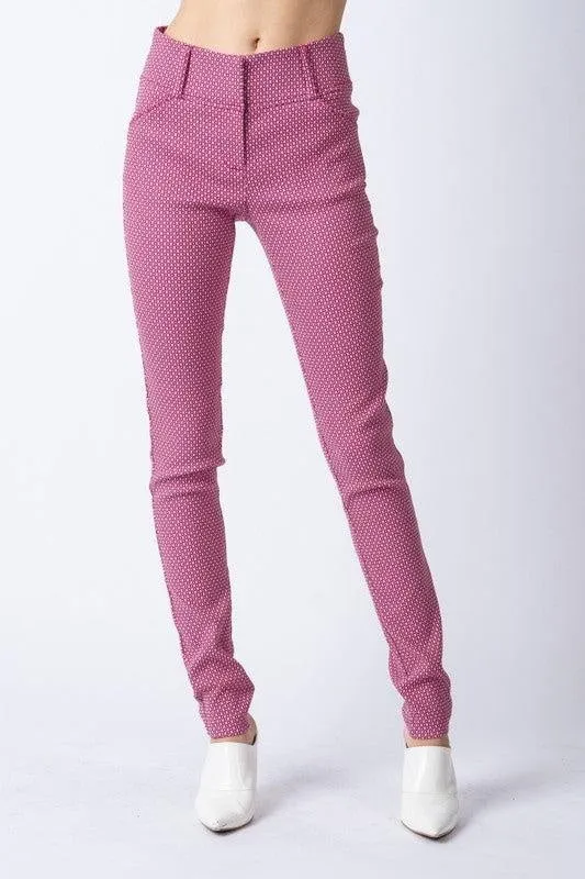 Pink Jacquard Skinny Pants