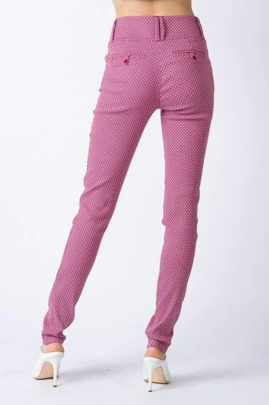 Pink Jacquard Skinny Pants