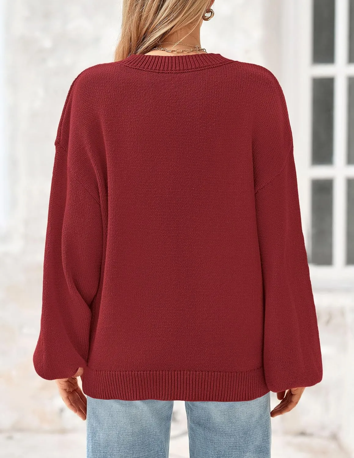 PRETTYGARDEN Women's 2024 Winter Chunky Knit Sweater Casual Long Lantern Sleeve Crewneck Pullover Jumper Tops