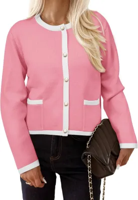 PRETTYGARDEN Women's Knit Cardigan Sweaters 2024 Fall Fashion Long Sleeve Button Down Shirts Tops Blouse